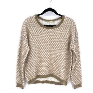 Nurture Cozy Soft Eyelash Long Sleeves Crew Neck Sweater Neutral Color Small